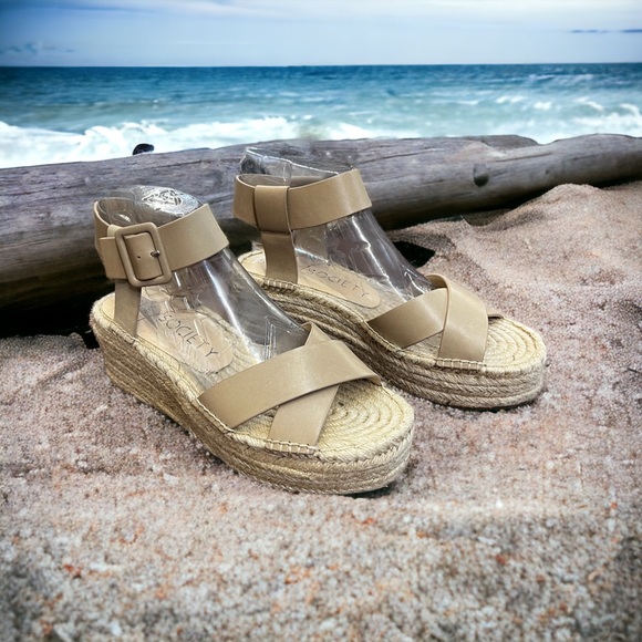 New Sole Society Natural Leather & Espadrille 3” Heel- Size 10 - Picture 2 of 6